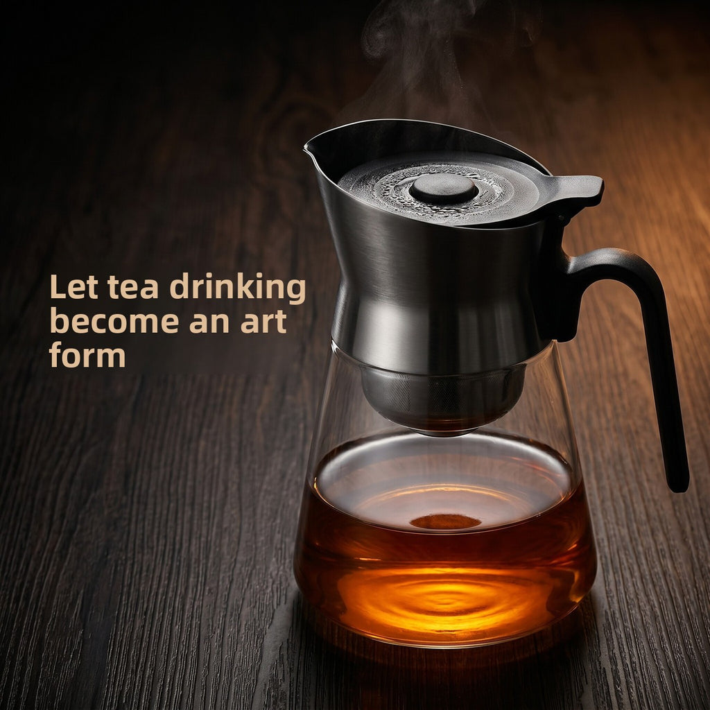 Premium One-Key Filtration Glass Teapot